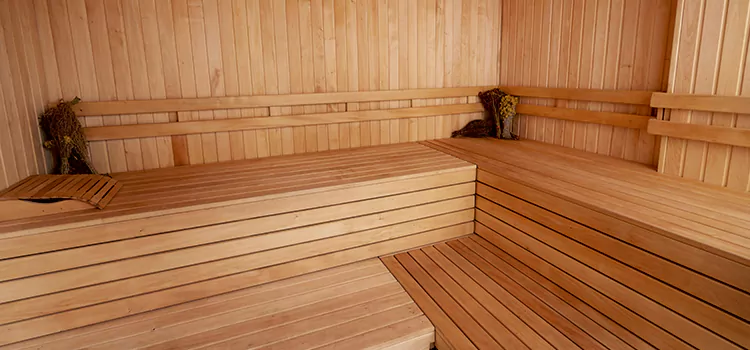 Spruce Wood Sauna Interior Construction in Ajax, Ontario